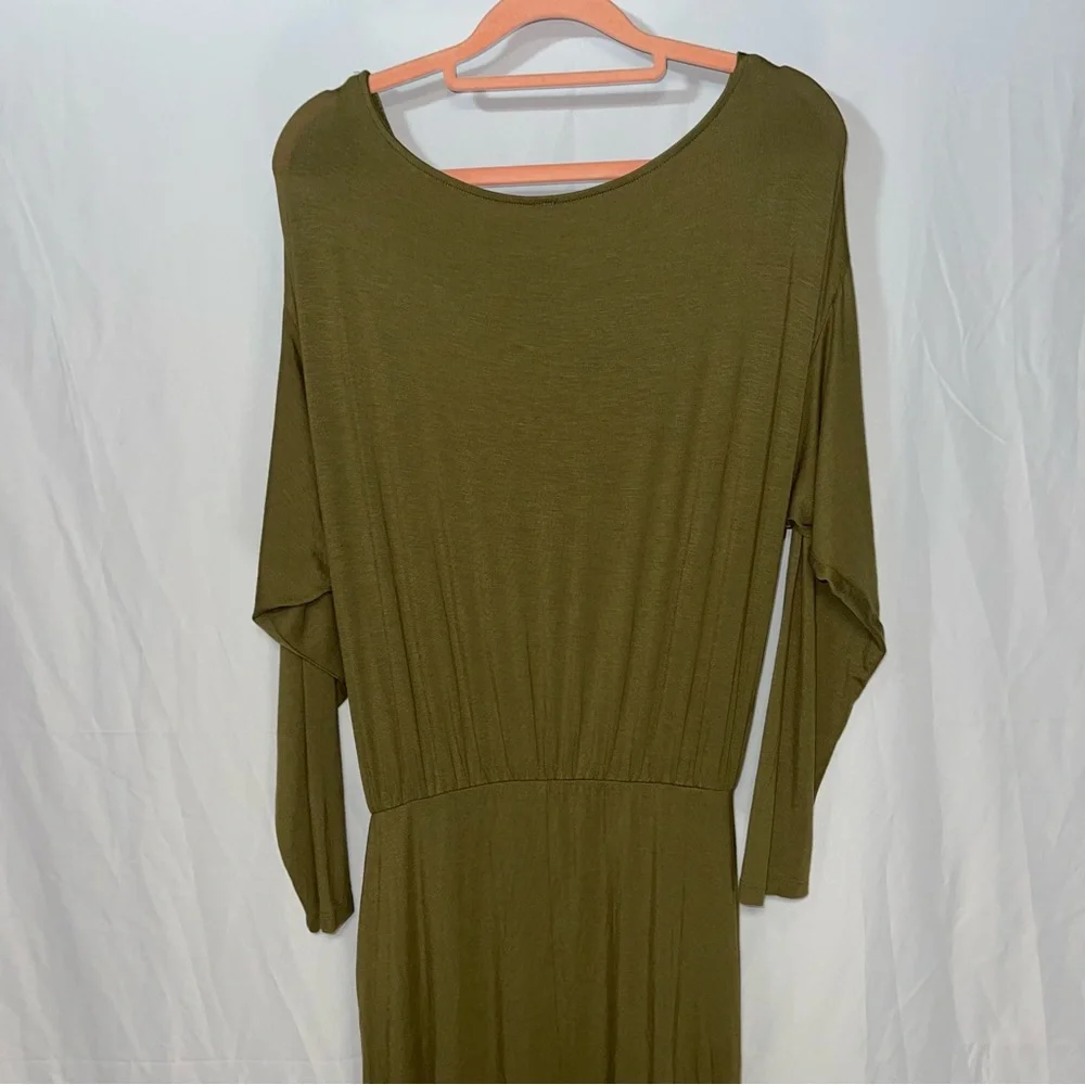NEW FREE PEOPLE ALYSSA LONG SLEEVE WRAP DRESS OLIVE size small NWT - Picture 6 of 8